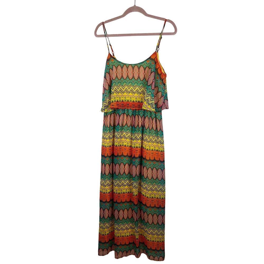 Red Carmel Multicolor Floor Length Maxi Dress Size Large - Picture 2 of 5